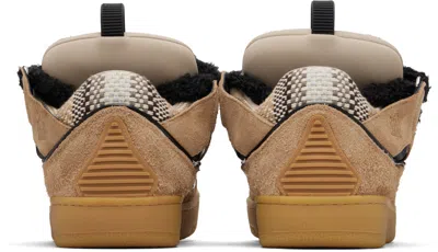 Lanvin Beige Curb Suede Sneakers In Brown