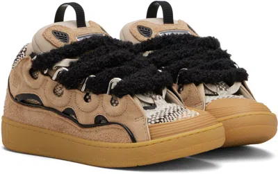 Lanvin Beige Curb Suede Sneakers In Brown