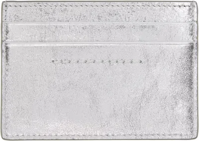 Mm6 Maison Margiela Silver Numeric Leather Card Holder In Gray