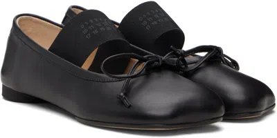 Mm6 Maison Margiela Black Anatomic Numeric Ballerina Flats In Black