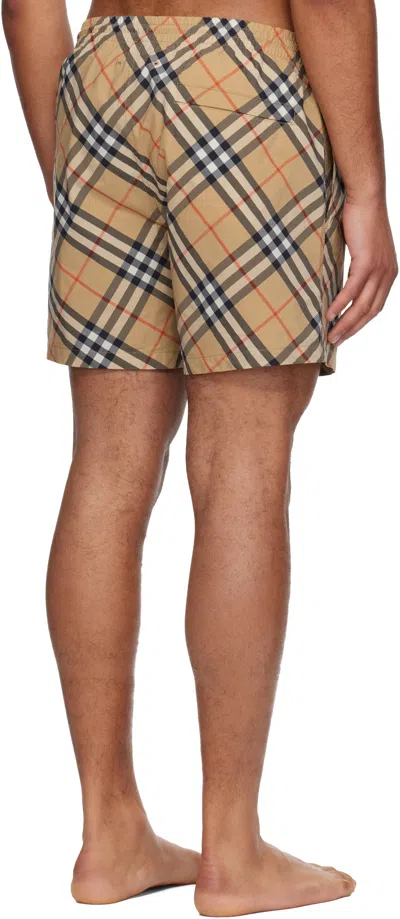 Burberry Men Check Print Bermuda Swimsuit In Brown