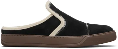 Lanvin Suede Leather Slip-on Sneakers In Black