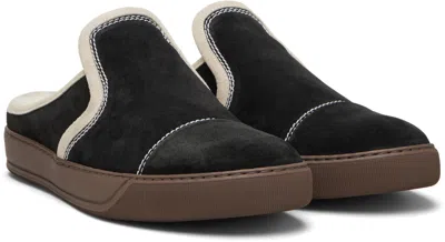 Lanvin Suede Leather Slip-on Sneakers In Black