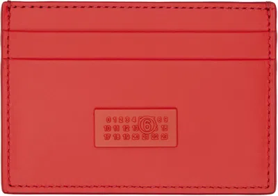 Mm6 Maison Margiela Orange Numeric Leather Card Holder In Red