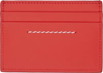 Mm6 Maison Margiela Orange Numeric Leather Card Holder In Red