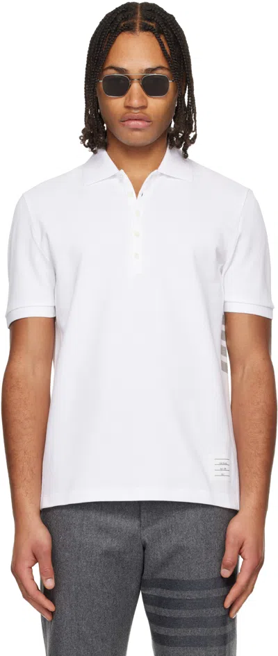 Thom Browne White Classic Pique 4-bar Polo In White