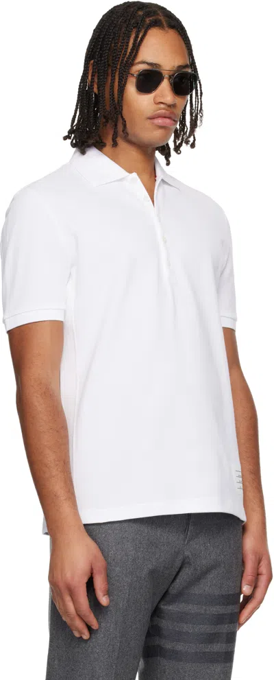 Thom Browne White Classic Pique 4-bar Polo In White