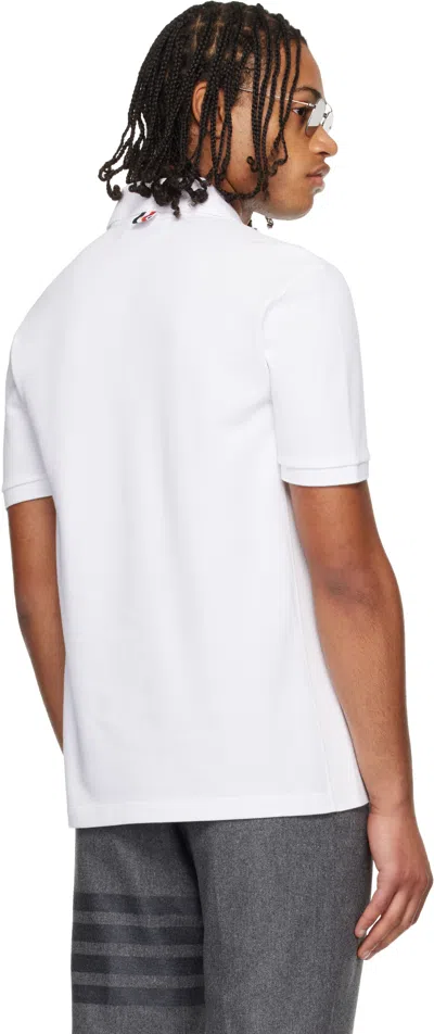 Thom Browne White Classic Pique 4-bar Polo In White