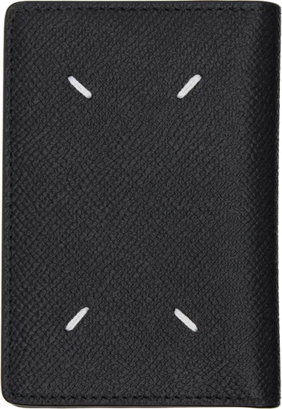 Maison Margiela Black Four Stitches Card Holder In Brown