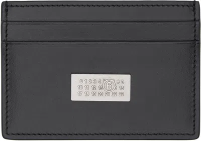 Mm6 Maison Margiela Black Numeric Leather Card Holder In Blue