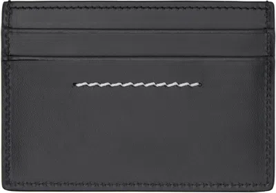 Mm6 Maison Margiela Black Numeric Leather Card Holder In Blue