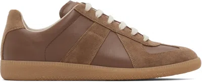 Maison Margiela Brown Suede Panel Low-top Sneakers In Brown