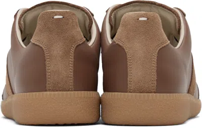 Maison Margiela Brown Suede Panel Low-top Sneakers In Brown