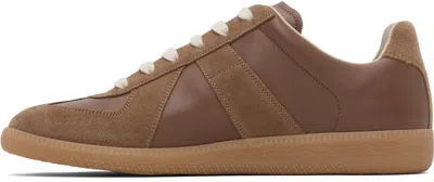 Maison Margiela Brown Suede Panel Low-top Sneakers In Brown