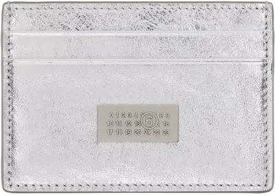 Mm6 Maison Margiela Silver Numeric Leather Card Holder In Blue