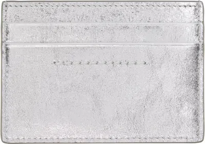 Mm6 Maison Margiela Silver Numeric Leather Card Holder In Blue