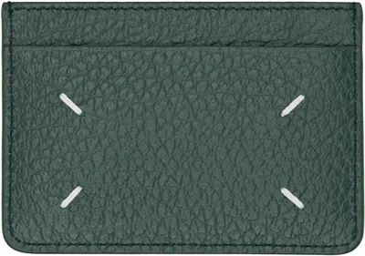 Maison Margiela Green Four Stitches Card Holder In Brown