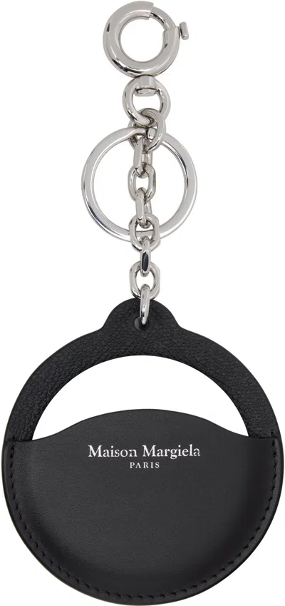 Maison Margiela Black Circular Keychain In Black