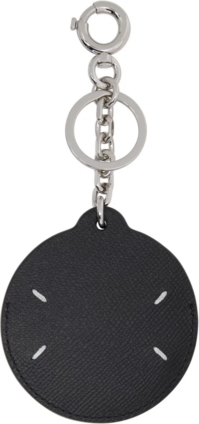 Maison Margiela Black Circular Keychain In Black