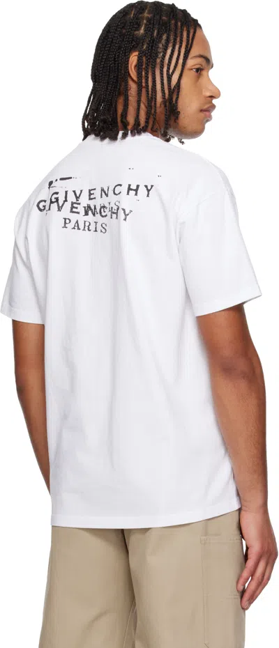 Givenchy Men White Crew Neck T-shirt With Logo On Front And Back In Cotton Man In White