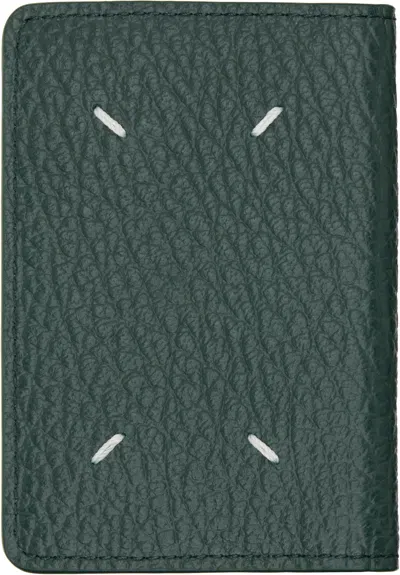 Maison Margiela Green Four Stitches Card Holder In Brown