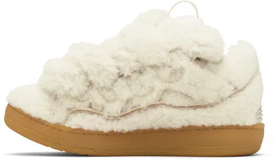 Lanvin Off-white Curb Shearling Sneakers In White