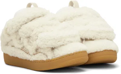 Lanvin Off-white Curb Shearling Sneakers In White