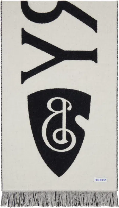 Burberry Black Logo Wool Scarf In Brown