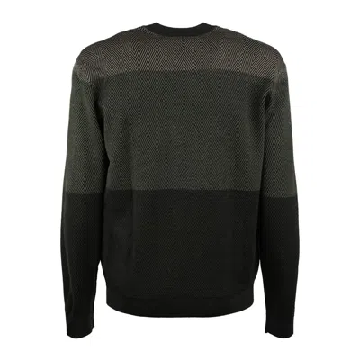 Emporio Armani Virgin Wool Jumper With Micro Jacquard Op-art Diamonds In Black