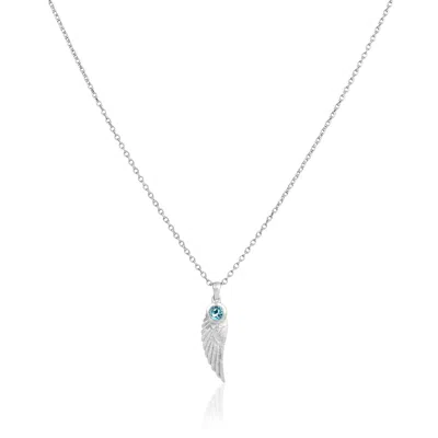 Moon London Women's Angle Wing Blue Topaz Silver Necklace In Metallic