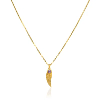 Moon London Women's Angle Wink Amethyst Gold Necklace In Gold