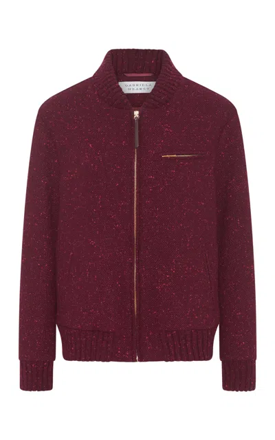Gabriela Hearst Winslow Bomber In Bordeaux Speckled Cashmere In White