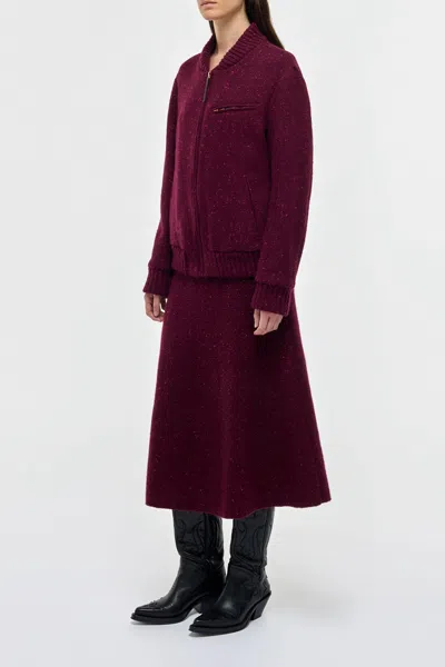 Gabriela Hearst Winslow Bomber In Bordeaux Speckled Cashmere In White