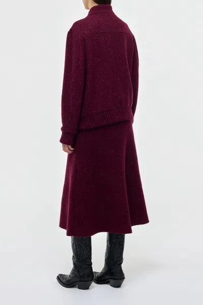 Gabriela Hearst Winslow Bomber In Bordeaux Speckled Cashmere In White