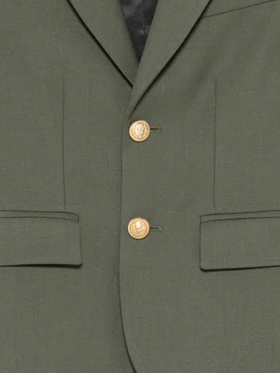 Balmain Green Single-breasted Blazer In Green