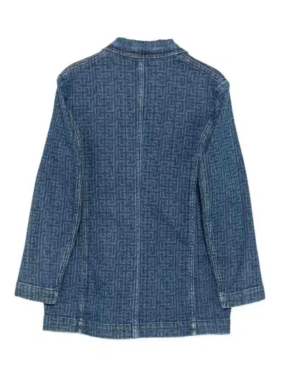 Balmain Denim Blazer In Blue