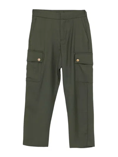 Balmain Gold-button Cargo Trousers In Green