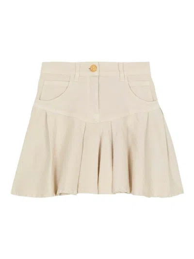 Balmain Pleated Mini Skirt In Brown