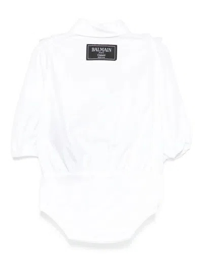 Balmain Bodysuit With Ruffles In White