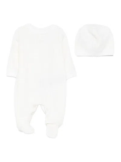 Balmain Onesie And Hat Set In White