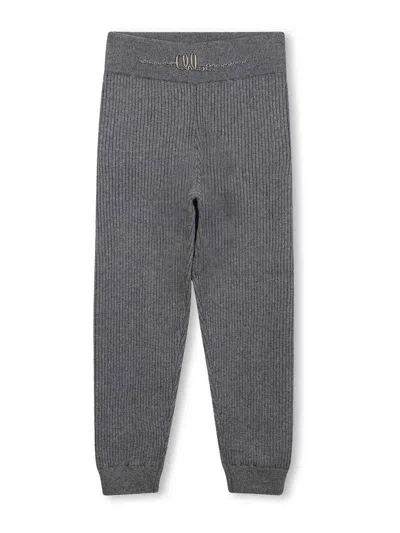 Chloé Ribbed-knit Trousers In Gray