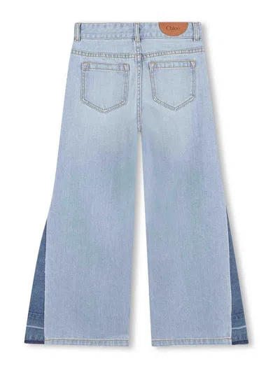 Chloé Patchwork Wide-leg Jeans In Blue