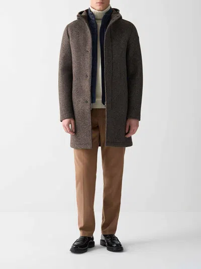 Colmar Originals Tailored Brown Hooded Coat In Brown