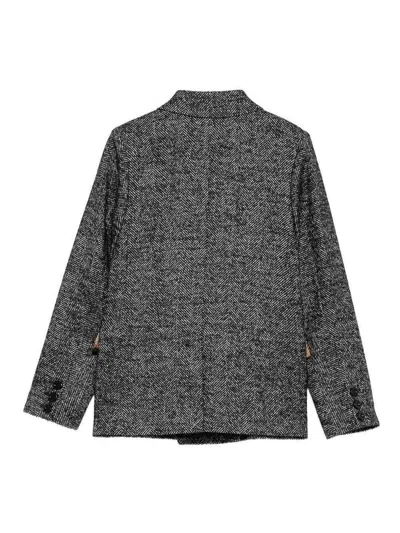 Dolce & Gabbana Herringbone Double-breasted Blazer In Black