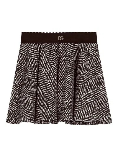 Dolce & Gabbana Chevron Pleated Skirt In Black