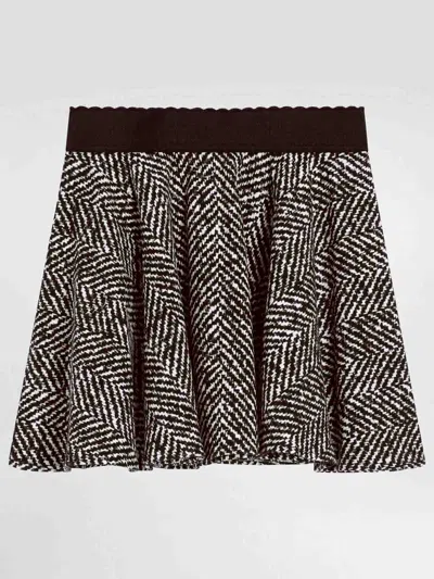 Dolce & Gabbana Chevron Pleated Skirt In Black