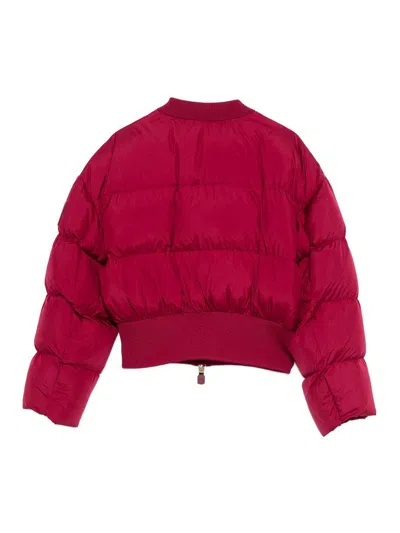 Elisabetta Franchi Quilted Crop Bomber Jacket In Burgundy