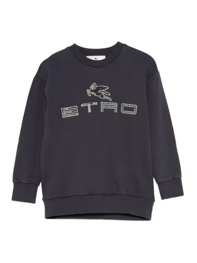 Etro Pegasus-logo Sweatshirt In Blue