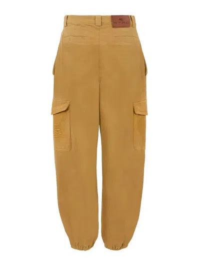 Etro Beige Trousers For Boy With Pegasus In Brown