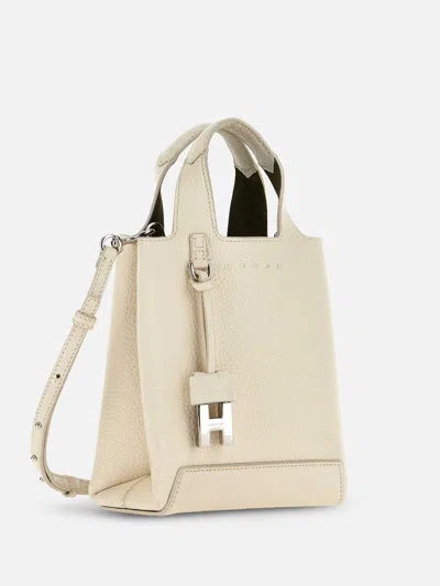 Hogan H01 R Handbag In Hammered Leather In Nude